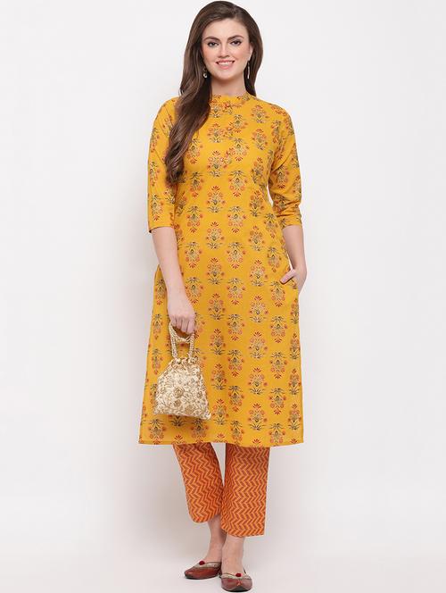 foil print kurta pant set - 17459668 - Very Small Image - 1