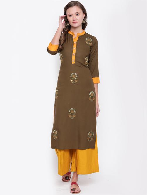 embroidered kurta palazzo set - 17459714 - Very Small Image - 1