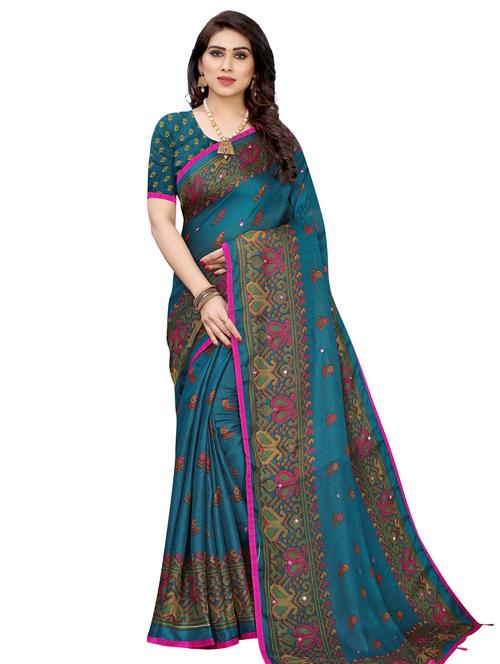 paisley printed saree with blouse - 17459824 - Very Small Image - 1