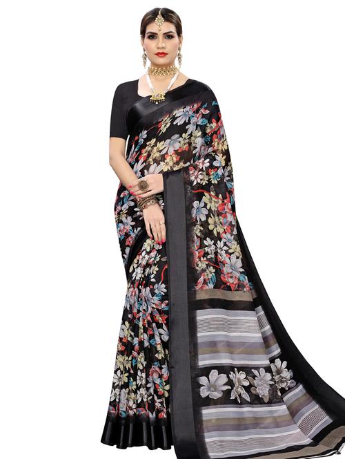 floral printed saree with blouse - 17459882 - Very Small Image - 1