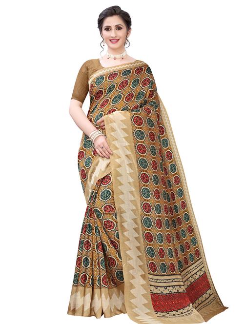floral printed saree with blouse - 17459894 - Very Small Image - 1