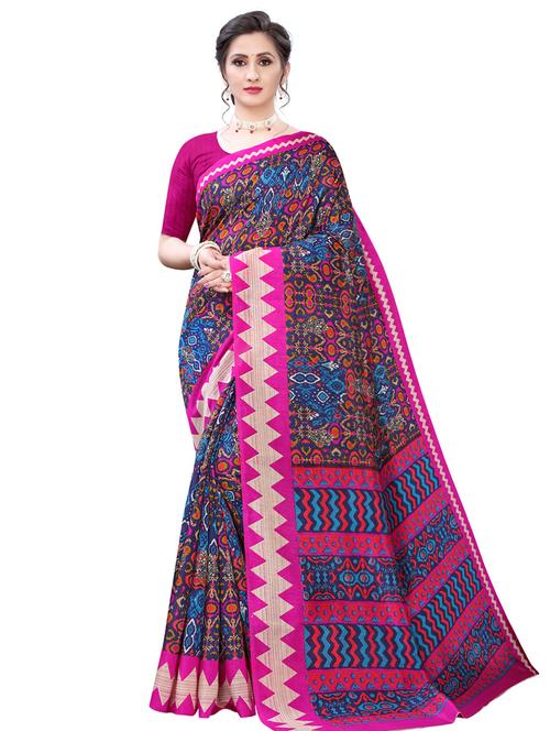 ikat printed saree with blouse - 17459897 - Very Small Image - 1