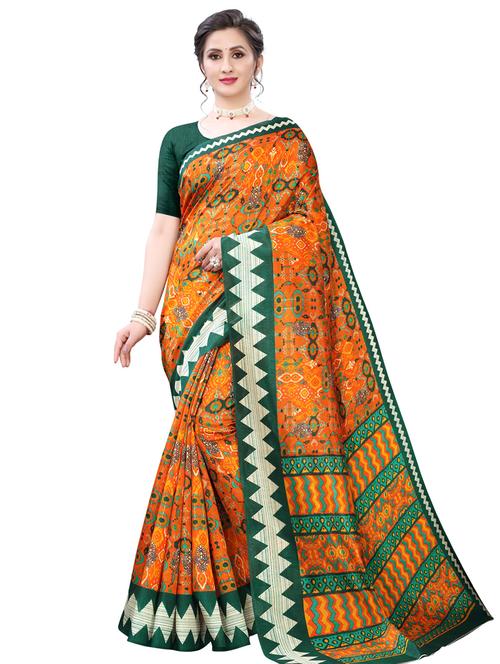 ikat printed saree with blouse - 17459898 - Very Small Image - 1