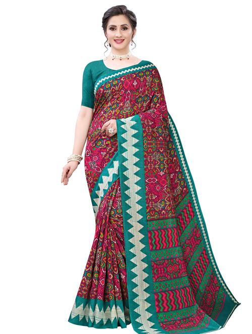 ikat printed saree with blouse - 17459899 - Very Small Image - 1