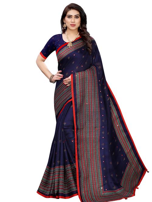 printed mirror work saree with blouse - 17459902 - Very Small Image - 1