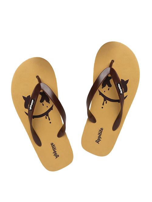 brown rubber slip on flip flops - 17460427 - Very Small Image - 1