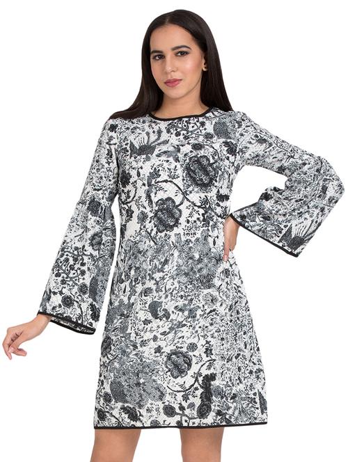 bell sleeved printed sheath dress - 17461444 - Very Small Image - 1