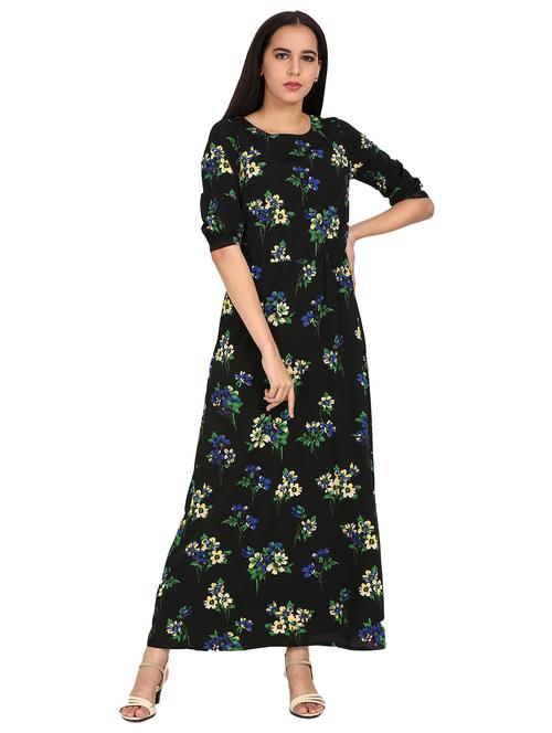 round neck floral maxi dress - 17461448 - Very Small Image - 1