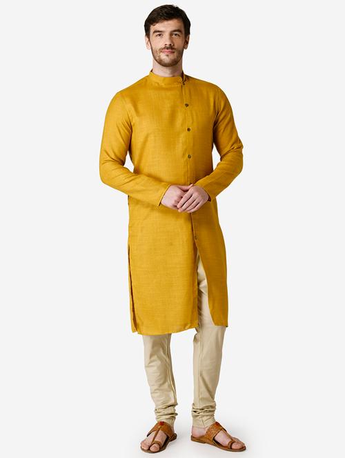 yellow solid kurta pyjama set - 17461564 - Very Small Image - 1
