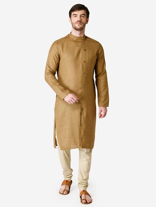 brown solid kurta pyjama set - 17461567 - Very Small Image - 1