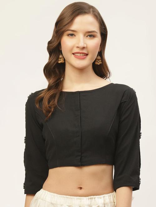 black plain blouse - 17462218 - Very Small Image - 1