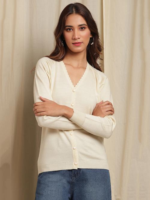 v-neck wool cardigan - 17462438 - Very Small Image - 1