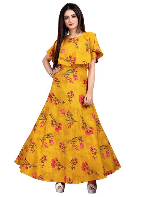 floral print fit & flare ethnic dress - 17462460 - Very Small Image - 1