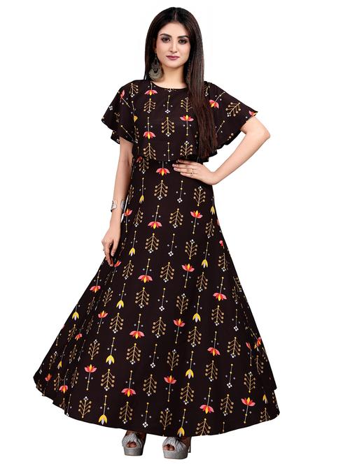 printed fit & flare gown - 17462466 - Very Small Image - 1