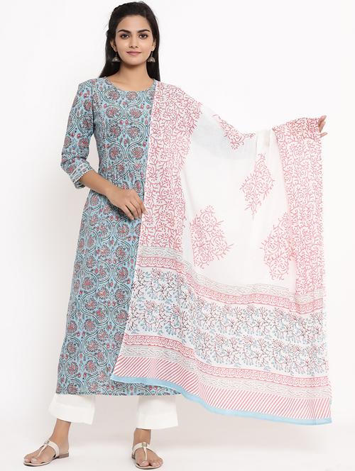 printed suit set with dupatta - 17462510 - Very Small Image - 1