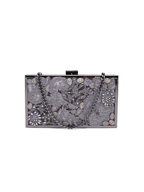 grey metal box clutch - 17462602 - Very Small Image - 1