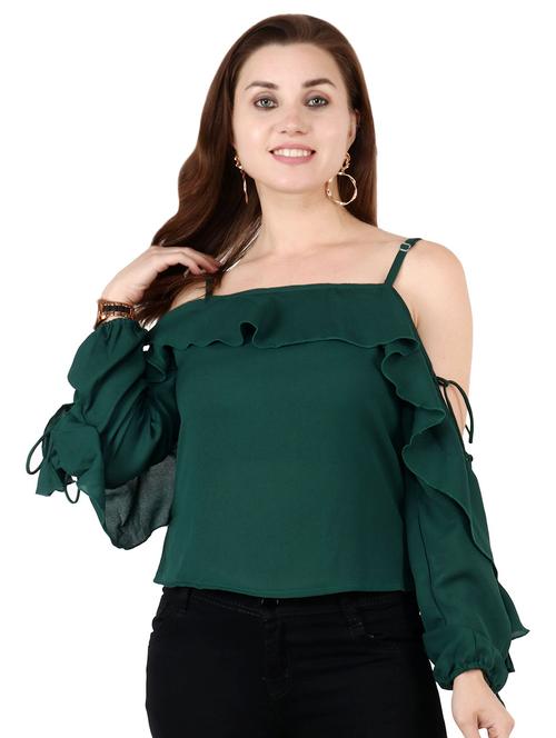 cold shoulder ruffled top - 17462700 - Very Small Image - 1