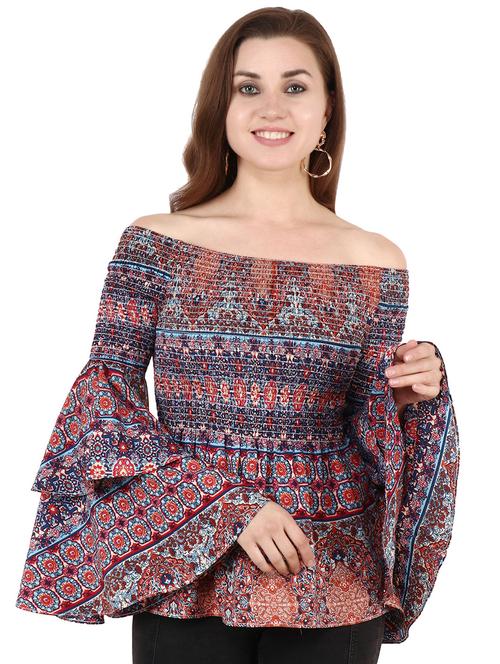 off shoulder bell sleeved top - 17462717 - Very Small Image - 1