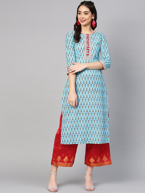 floral straight kurta - 17463112 - Very Small Image - 1