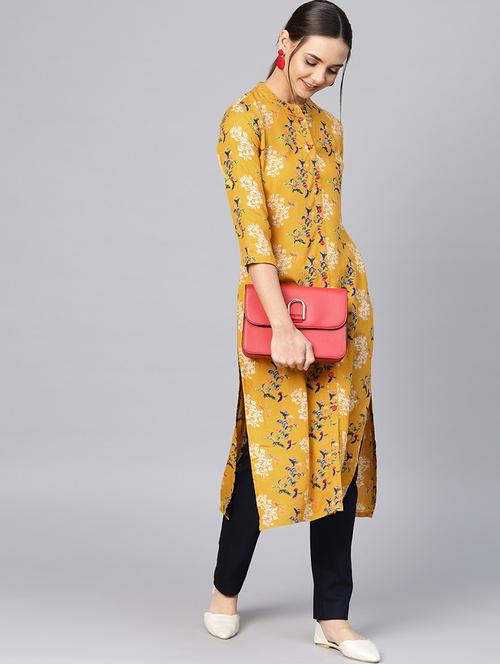 floral straight kurta - 17463123 - Very Small Image - 1