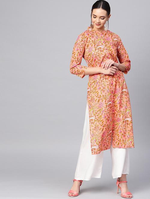 floral straight kurta - 17463125 - Very Small Image - 1