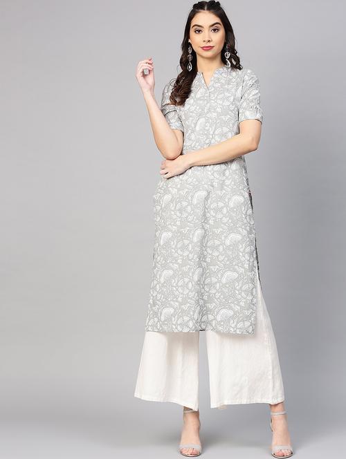 floral straight kurta - 17463128 - Very Small Image - 1