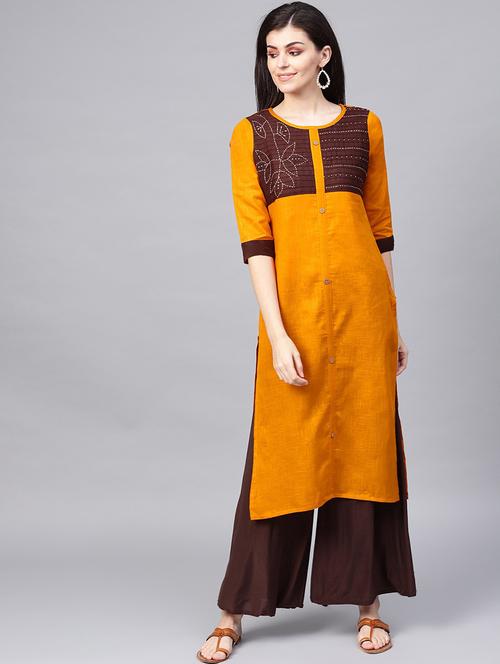 color block straight kurta - 17463153 - Very Small Image - 1