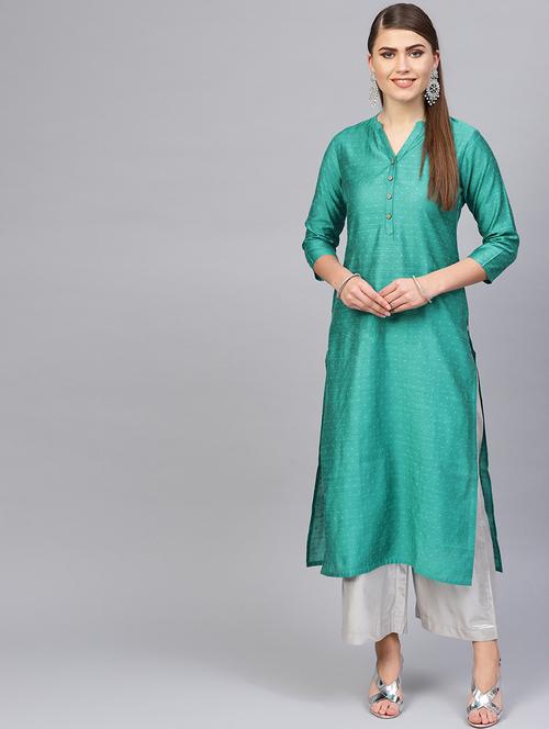 solid straight kurta - 17463165 - Very Small Image - 1