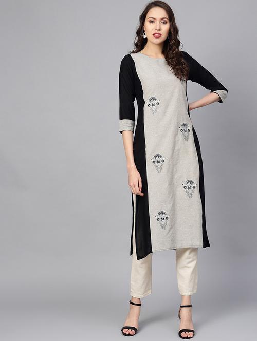 color block straight kurta - 17463172 - Very Small Image - 1