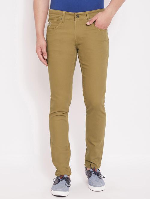 khaki plain denim jeans - 17463433 - Very Small Image - 1