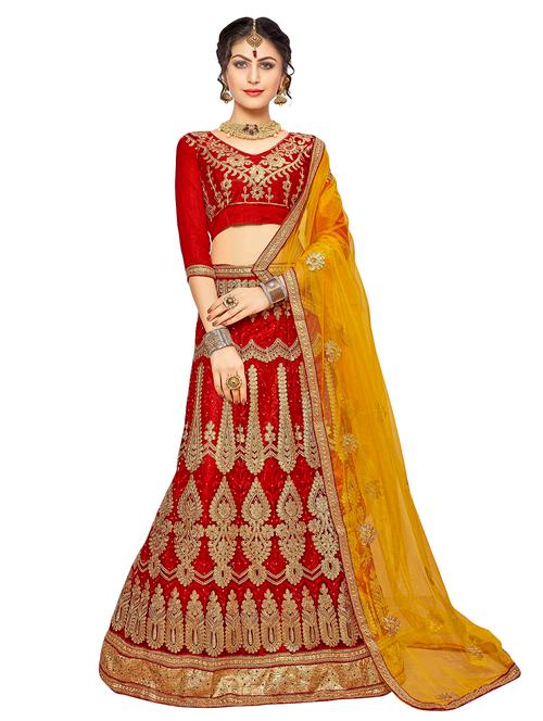embroidered a-line lehenga - 17464273 - Very Small Image - 1