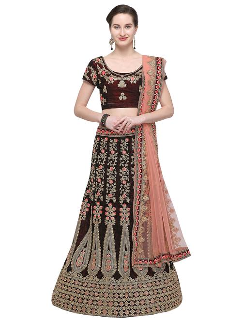 embroidered a-line lehenga - 17464308 - Very Small Image - 1