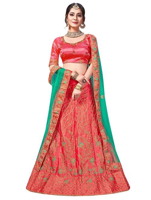 embroidered a-line lehenga - 17464312 - Very Small Image - 1