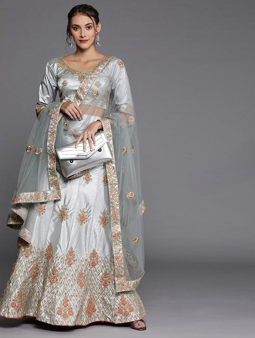 embroidered a-line lehenga - 17464336 - Very Small Image - 1