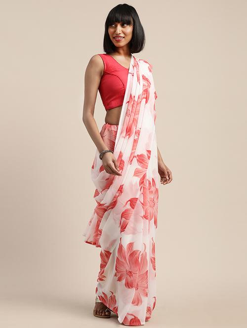 floral printed saree with blouse - 17464693 - Very Small Image - 1