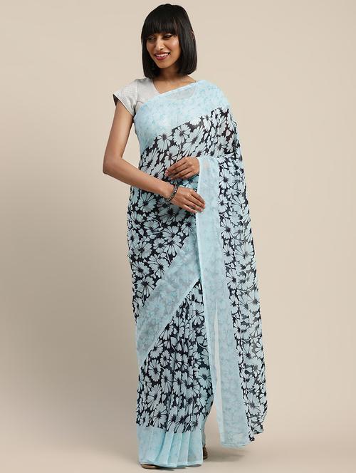 floral printed saree with blouse - 17464699 - Very Small Image - 1