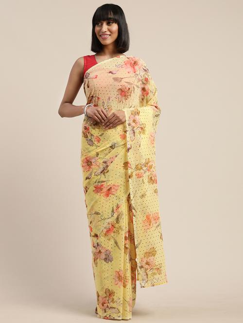 floral printed saree - 17464703 - Very Small Image - 1