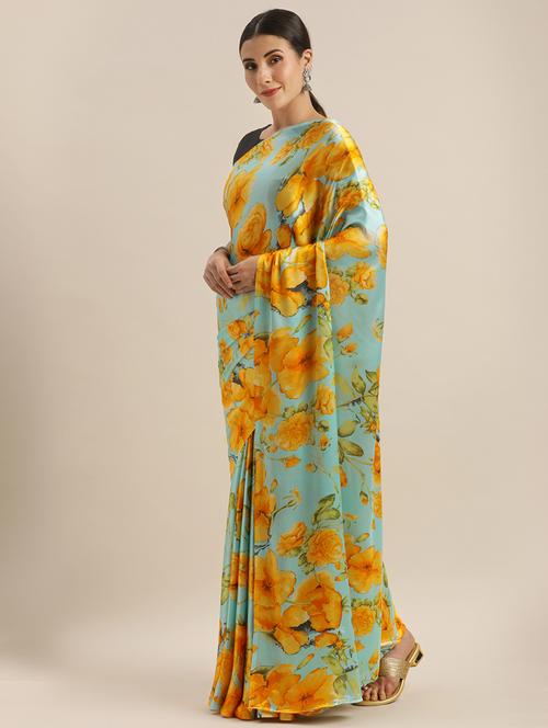 floral printed saree with blouse - 17464705 - Very Small Image - 1