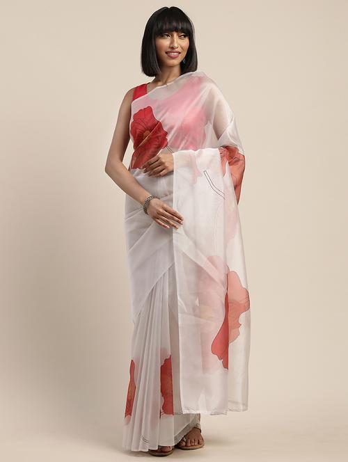 floral printed saree with blouse - 17464714 - Very Small Image - 1
