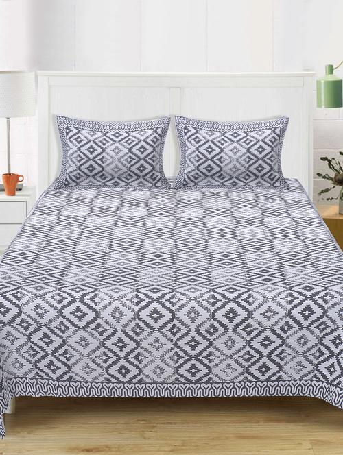 cotton printed double bedsheet with two pillow covers - 17464920 - Very Small Image - 1