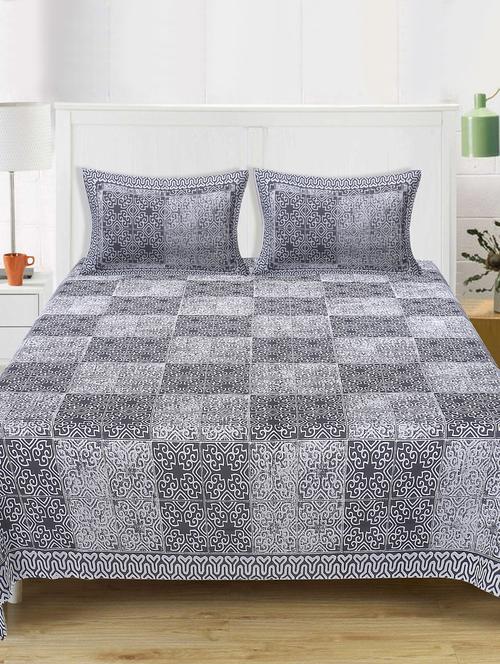 cotton printed double bedsheet with two pillow covers - 17464921 - Very Small Image - 1