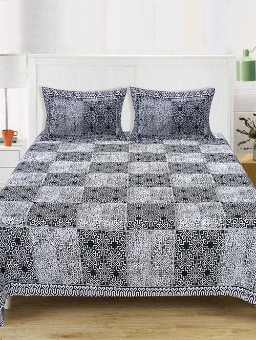 cotton printed double bedsheet with two pillow covers - 17464922 - Very Small Image - 1
