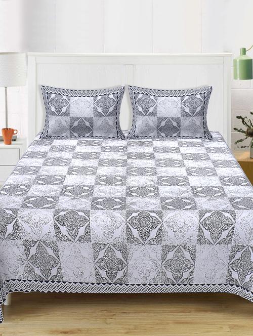 cotton printed double bedsheet with two pillow covers - 17464923 - Very Small Image - 1