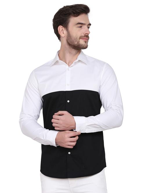 black color block casual shirt - 17465071 - Very Small Image - 1