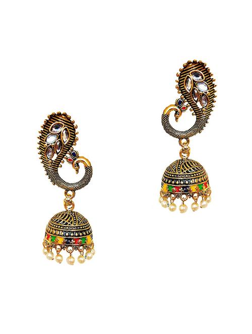 multi colored metal jhumka earring - 17465380 - Very Small Image - 1