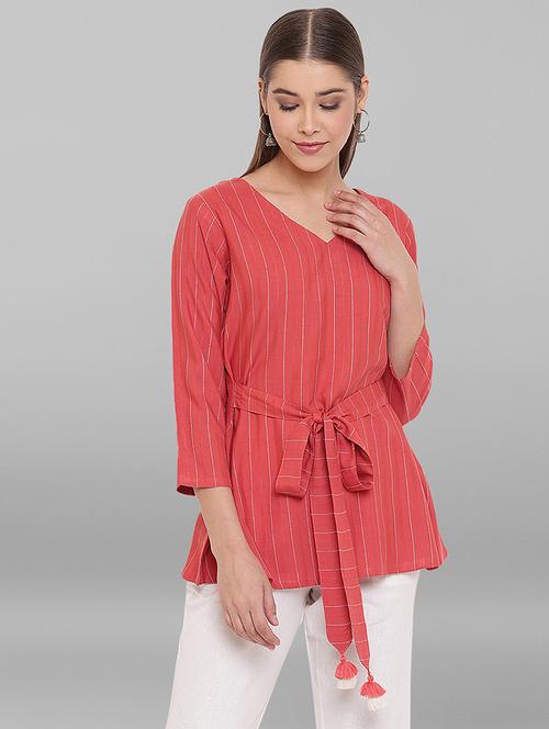 tie front striped top - 17465660 - Very Small Image - 1