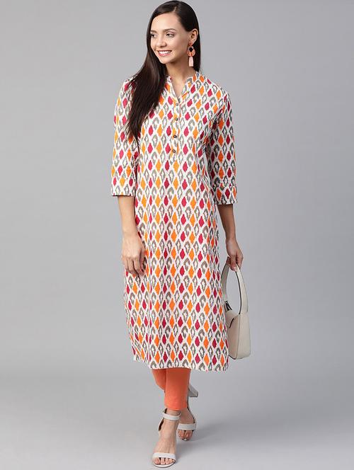 white cotton straight kurta - 17465822 - Very Small Image - 1