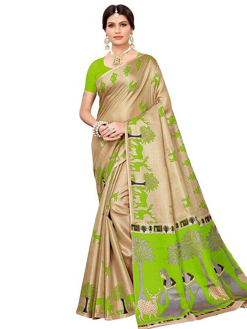 conversational printed saree with blouse - 17465954 - Very Small Image - 1
