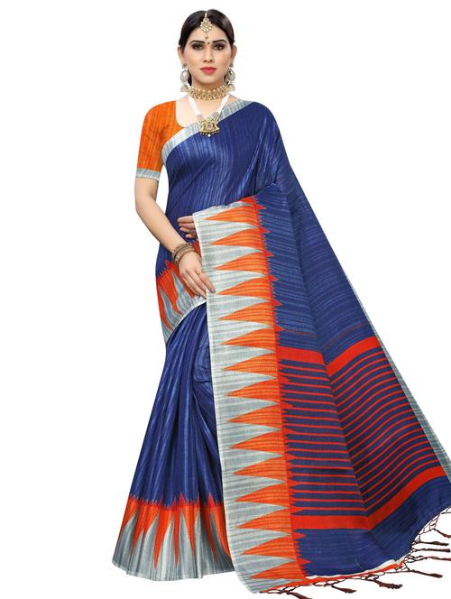 stripe printed saree with blouse - 17465964 - Very Small Image - 1