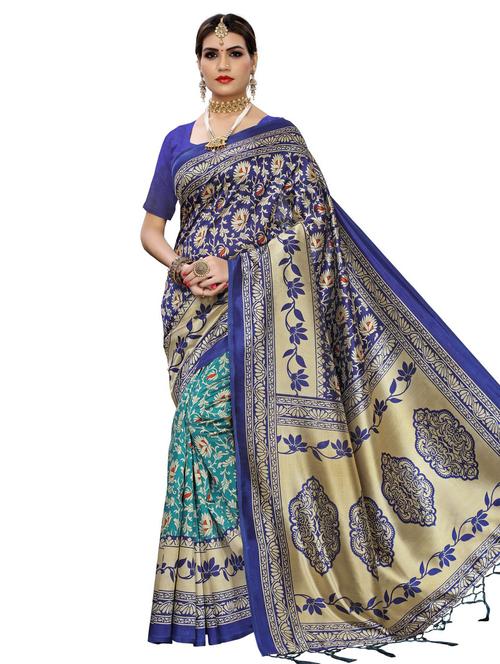 floral printed saree with blouse - 17465968 - Very Small Image - 1